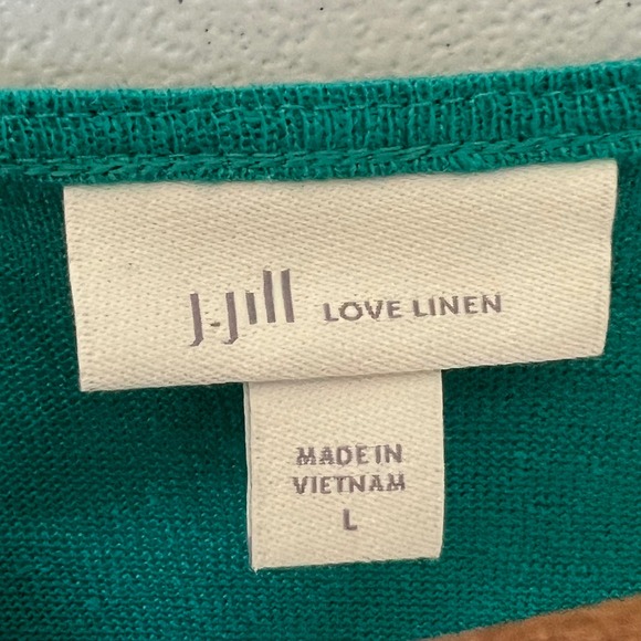 J.‎ Jill Love 100% Linen Dark Teal V Neck Short Sleeve Blouse Top Lightweight L - Picture 3 of 13